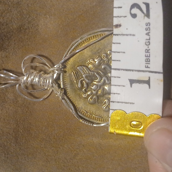 Rare Unique Medusa Coin Pendant Wrapped In Sterling Silver Wire. Sterling Silver - Picture 5 of 8